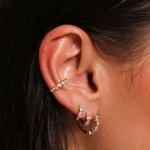 Celestial Crystal 11.5mm Hoop in Gold