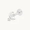 Celestial Moon Piercing Stud in Solid White Gold