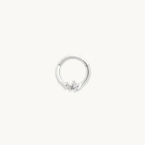 Cluster Topaz Daith Hoop in Solid white Gold