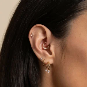 Cluster Topaz Daith Hoop in Solid Gold
