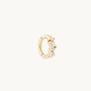 Cluster Topaz Rook Hoop in Solid Gold