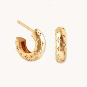 Cosmic Dome Small Hoops in Brushed Gold