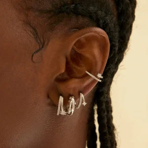 Cosmic Illusion Crystal Hoops in Silver