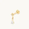 Cosmic Pear Charm Piercing Stud in Solid Gold
