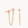 Cosmic Star Chain Stud Earrings in Rose Gold