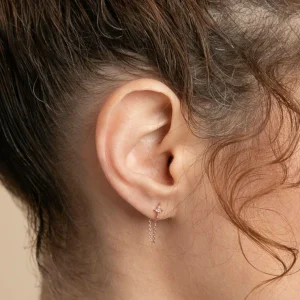 Cosmic Star Chain Stud Earrings in Rose Gold
