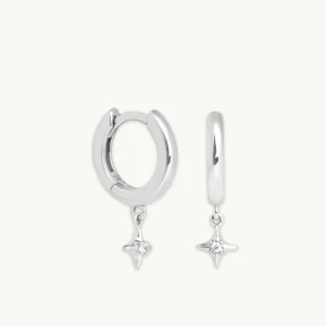 Cosmic Star Charm Huggies in Silver