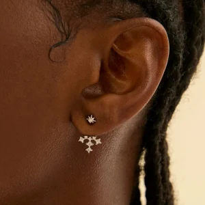 Cosmic Star Crystal Ear Jacket in Silver