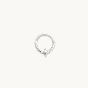 Cosmic Star Daith Hoop in Solid White Gold
