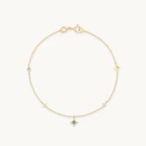 Cosmic Star Opal Charm Bracelet in Solid Gold