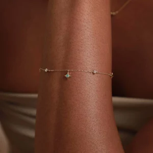Cosmic Star Opal Charm Bracelet in Solid Gold