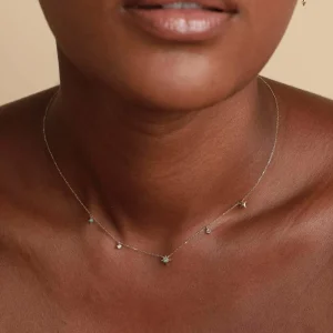 Cosmic Star Opal Charm Necklace in Solid Gold
