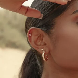 Cosmic Star Piercing Stud in Solid Gold