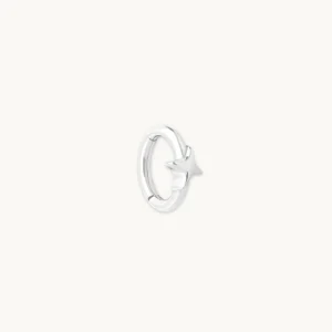 Cosmic Star Rook Hoop in Solid White Gold