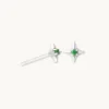 Cosmic Star Tsavorite Stud Earrings in Solid White Gold
