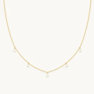 Crystal Charm Necklace in Gold