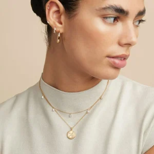 Crystal Charm Necklace in Gold