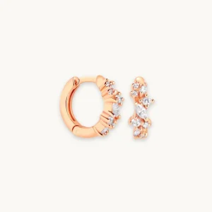 Crystal Cluster Huggies in Rose Gold