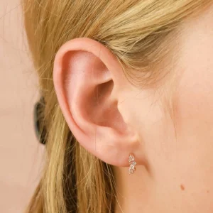 Crystal Cluster Huggies in Rose Gold