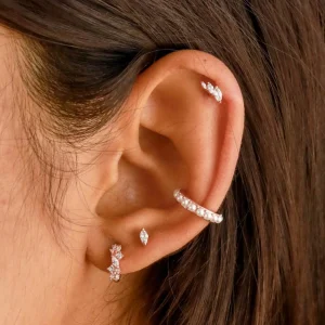 Crystal Cluster Huggies in Rose Gold
