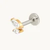 Crystal Double Marquise Titanium Piercing Stud in Gold