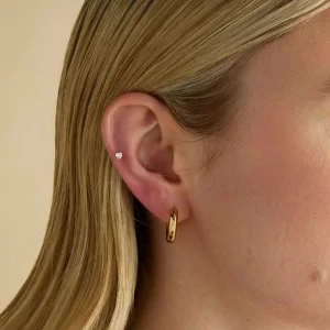Crystal Heart Titanium Piercing Stud in Gold