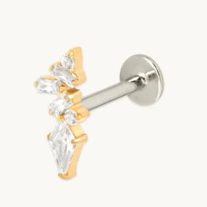 Crystal Marquise Cluster Titanium Piercing Stud in Gold