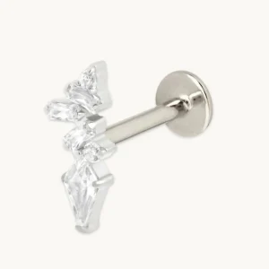 Crystal Marquise Cluster Titanium Piercing Stud in Platinum