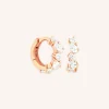 Crystal Pear Huggies in Rose Gold