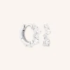 Crystal Pear Huggies in Silver