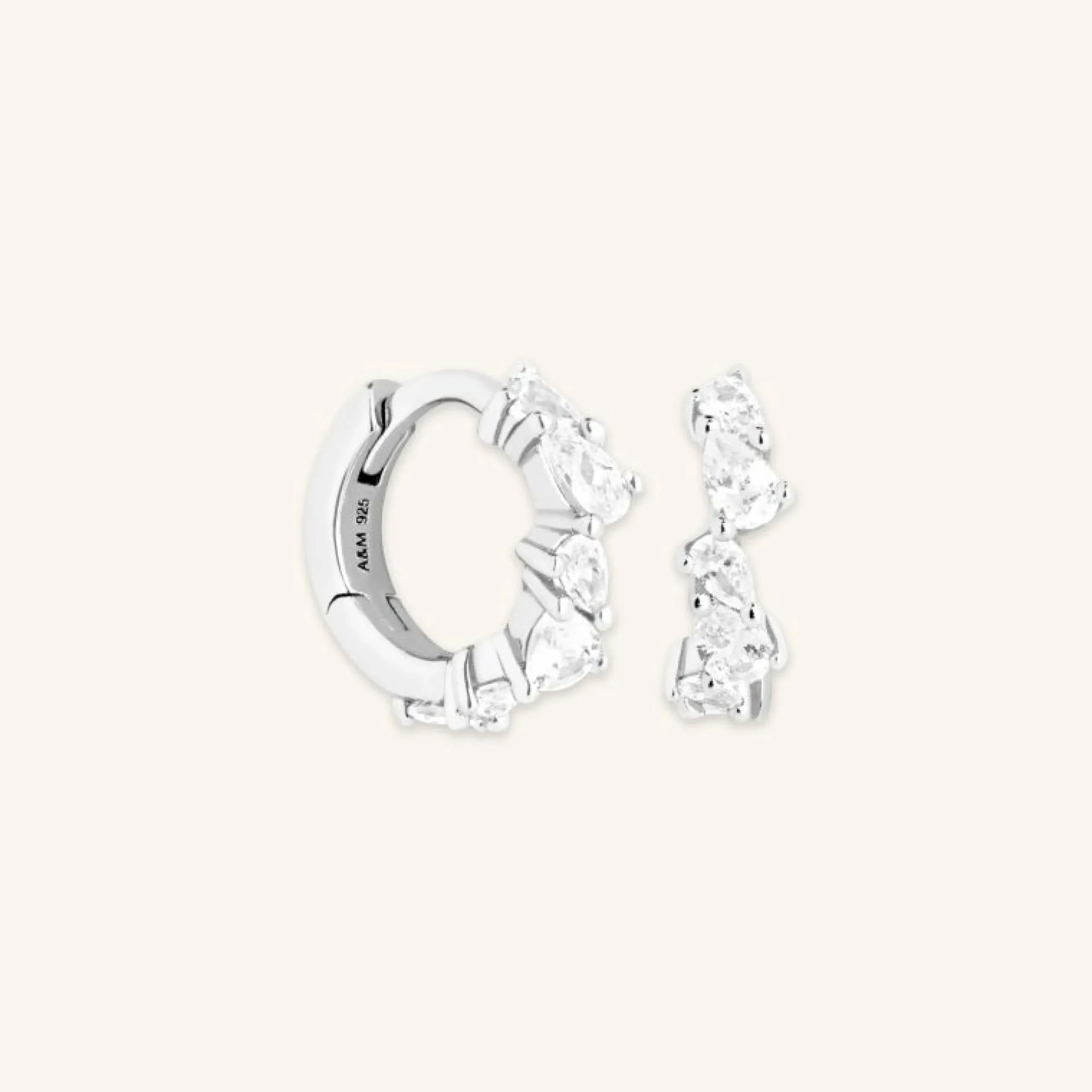 crystal_pear_huggies_in_s_0.webp Crystal Pear Huggies in Silver