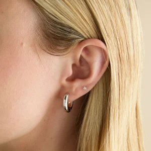 Crystal Star Titanium Piercing Stud in Platinum
