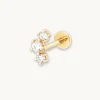 Curved Crystal Piercing Stud in Solid Gold