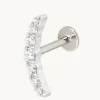 Curved Crystal Titanium Piercing Stud in Platinum