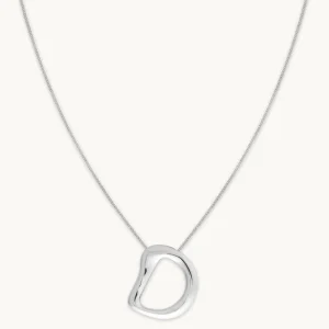 D Initial Bold Pendant Necklace in Silver