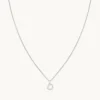 D Initial Pavé Pendant Necklace in Silver