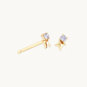 December Tanzanite Birthstone Earrings in Solid Gold