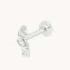 Diamond Bezel Cluster Piercing Stud in Solid White Gold