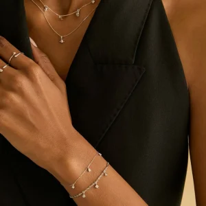 Diamond Charm Bracelet in Solid White Gold