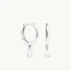 Diamond Charm Huggies in Solid White Gold
