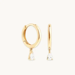 Diamond Charm Huggies in Solid Gold