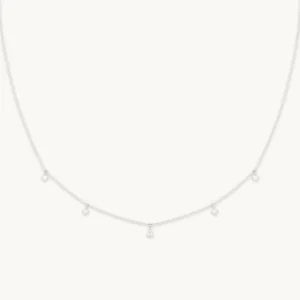 Diamond Charm Necklace in Solid White Gold