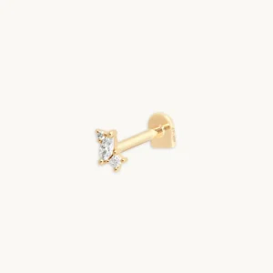 Diamond Marquise Cluster Piercing Stud in Solid Gold