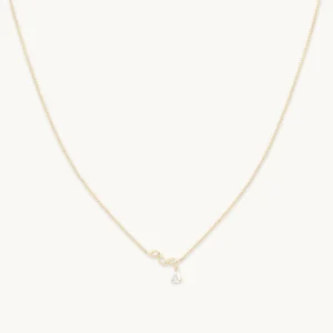 Diamond Marquise Drop Pendant Necklace in Solid Gold