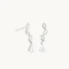 Diamond Marquise Drop Studs in Solid White Gold