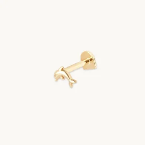 Dolphin Piercing Stud in Solid Gold