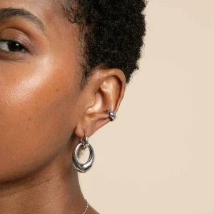Dome Link Hoops in Silver