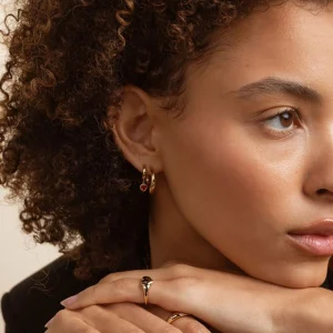 Dome Medium Hoops in Gold