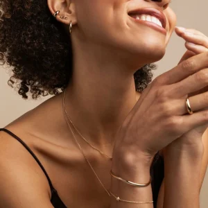 Dome Medium Hoops in Gold