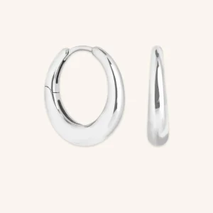Dome Medium Hoops in Silver